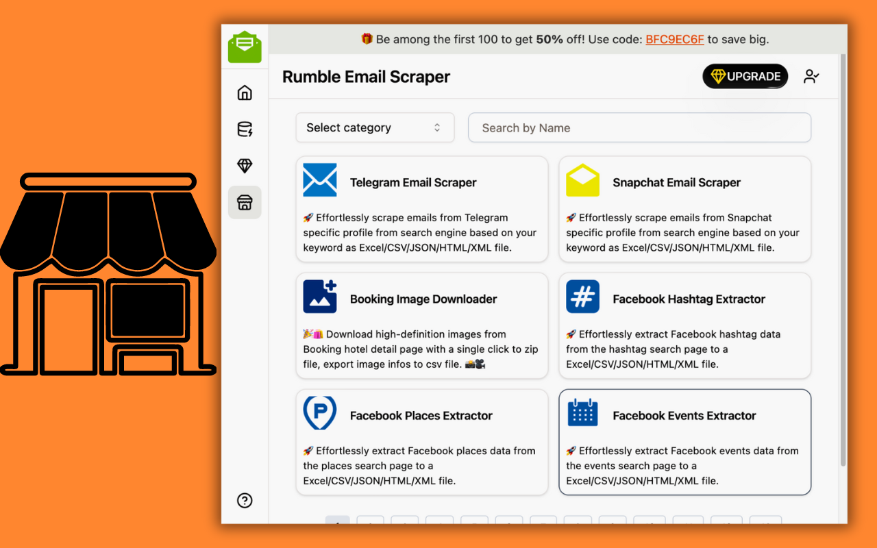 One-click scrape emails from Rumble specific profile from search engine ...
